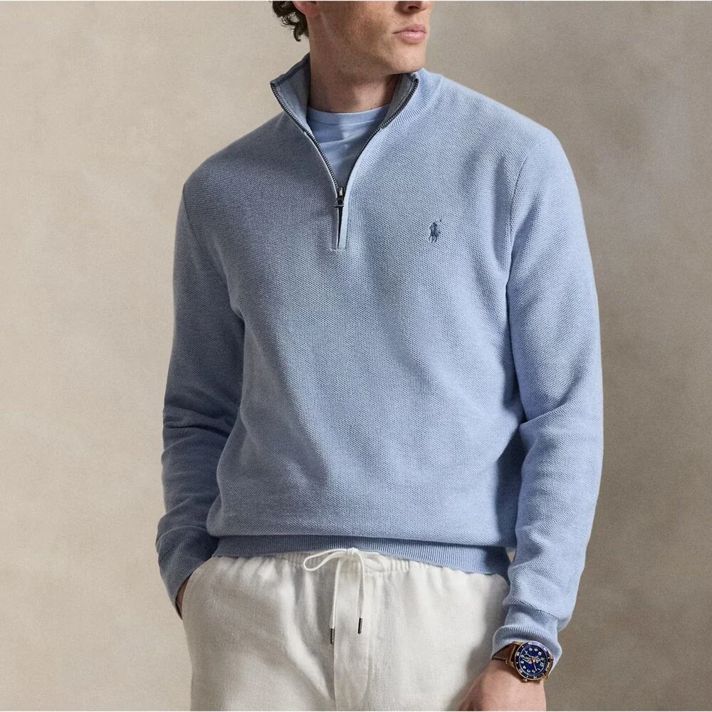 Polo Ralph Lauren Long Sleeve Quarter Zip Sweatshirt Blue Large